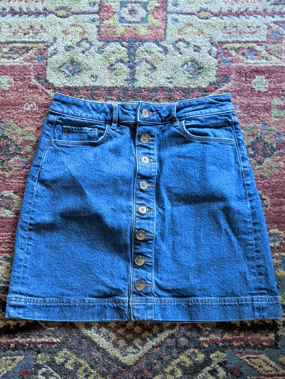 Loff Classic Blue Denim Button-Front Skirt